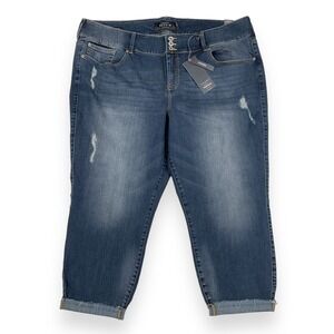 Torrid Jeans Womens 26 (ACTUAL 44x23) Blue Denim Crop Cuffed Jegging Denim NEW